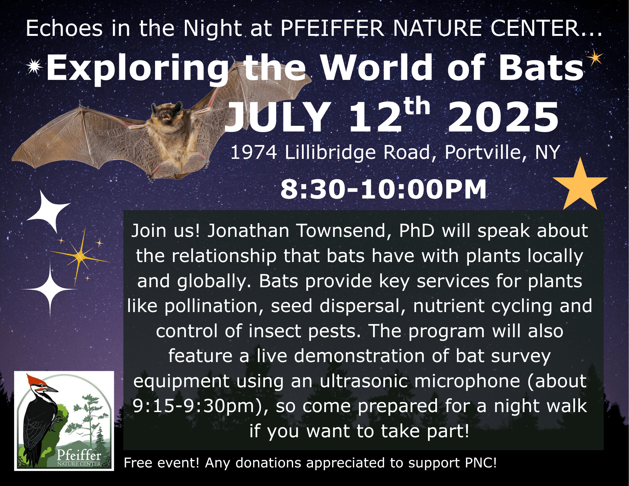 Exploring the World of Bats – Echoes in the Night at Pfeiffer Nature Center