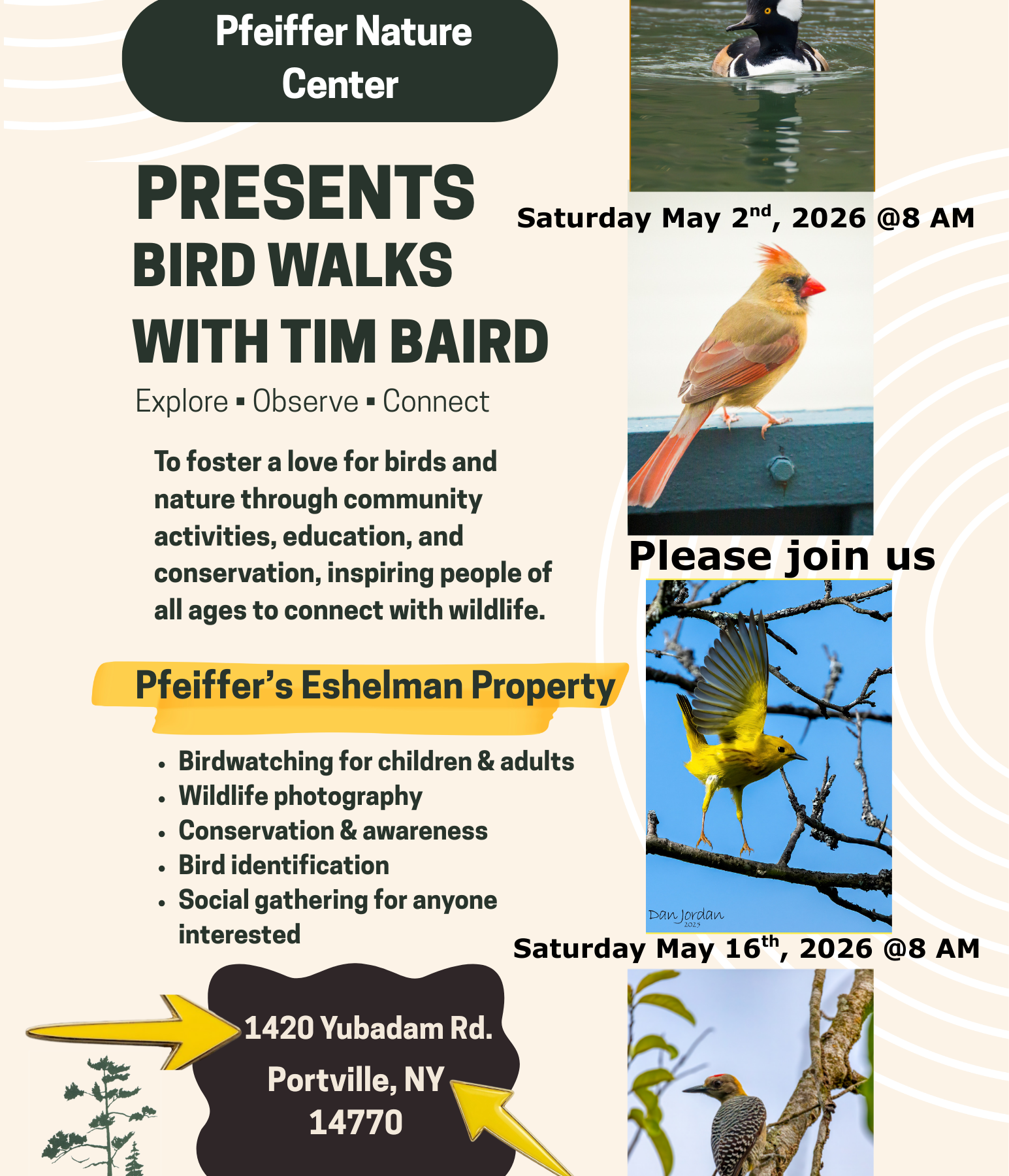 May 2026 bird walks information flyer