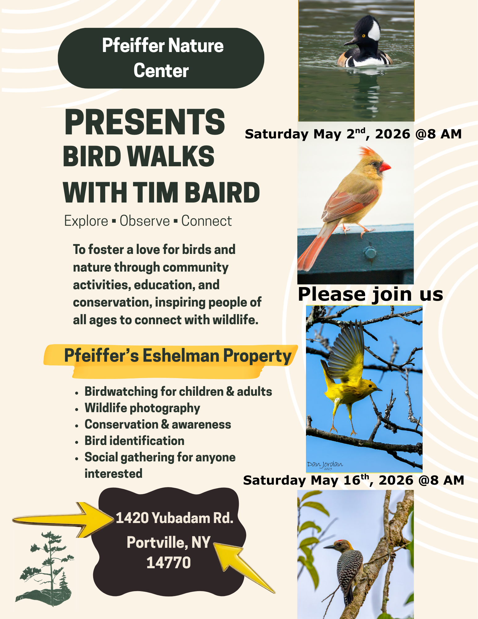 May 2026 bird walks information flyer